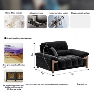 Canapé-<span class=keywords><strong>lit</strong></span> 3 <span class=keywords><strong>places</strong></span> multifonctionnel en chenille, style vintage, sans fixation murale, avec télécommande et Bluetooth intégré - Product Image 5