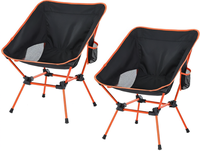 Lot de 2 chaises de camping Sportneer à cadre en aluminium léger - Pliables et compactes pour une utilisation en extérieur (randonnée, voyage) - Poche latérale - Orange