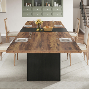 Tavolo da Pranzo di Design Moderno in Legno Massello con Robuste Gambe in Legno per 4-10 Persone, Arredamento per Cucina - Product Image 5