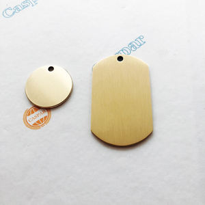 New pure brass tag bone dog tag metal round pet tag inciso logo personalizzato - Product Image 1