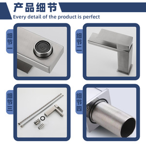 Jboyun Square Basin Faucet 304 Stainless Steel Single Handle Ceramic Valve Core <b>Deck</b> Mounted For Bathroom Sink - Product Image 4