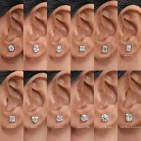 Boucles d'oreilles clous en diamant brillant cultivé en laboratoire, or 14K 18K, sertissage 4 griffes, diamants remplis, certifiés IGI, couleur D, style classique