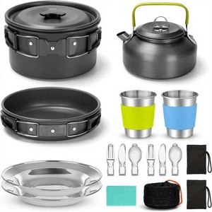 <span class=keywords><strong>Set</strong></span> da Cucina da Campeggio 15 Pezzi, Kit Portatile con Manico Pieghevole, Pentola, Bollitore e Tazze per Escursioni e Picnic - Product Image 1