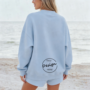 Sudadera de Forro Polar Suave Clásica con Parche Bordado Personalizado OEM de Alta Calidad, Sudadera Holgada con Hombros Caídos y Cuello Simulado - Product Image 2