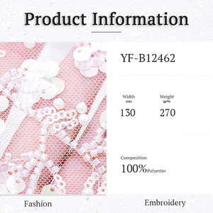 Độ Chính Xác Cao Lãng Mạn Cao Chất Lượng Cao Màu Trắng Lãng Mạn Net Tulle Dệt Kim Cô Dâu Đính Cườm Ren Vải Cho Đám Cưới - Product Image 2