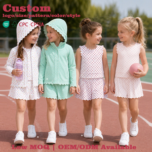 Conjunto de yoga para niñas pequeñas, top con capucha de manga larga, falda con volantes y parte inferior en capas para uso casual en la escuela y el baile - Product Image 1