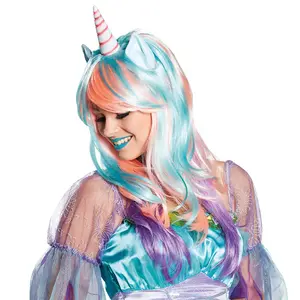 Wholesale Cute Girl Unicorn Wig Color Unicorn Princess Wig Women's Headgear For Party
