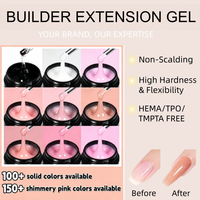 Gel de construction transparent pour extension d'ongles, faible chaleur, flexible, haute viscosité, sans HEMA ni TPO