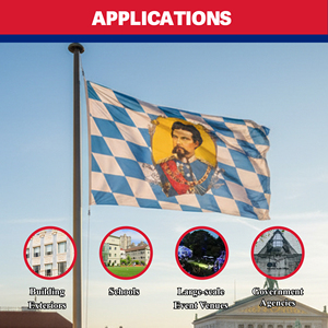 Bandera Personalizada de Baviera, Alemania, 3x5 pies, con el Escudo del Rey Luis II y Ojales de Latón, para Desfiles Culturales - Product Image 4