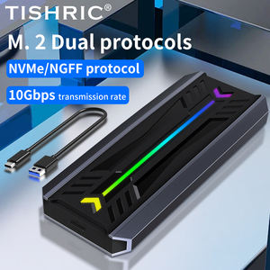 Box Esterno per Disco Rigido TISHRIC in Lega di Alluminio, Case SSD Dual Protocollo M2 NVME RGB, Box Portatile per Disco Rigido USB 3.1 - Product Image 6