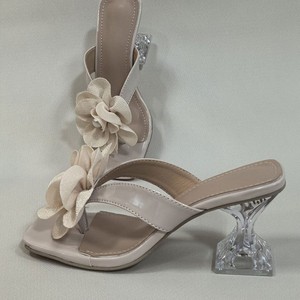 Sandales à talons hauts élégantes à fleurs d'été, grande taille, sexy, à bout carré, tongs tendance 43 - Product Image 4