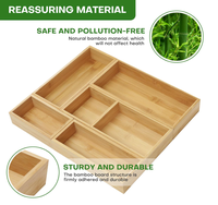 Kotak Penyimpanan Serbaguna dari Bambu Vintage Rustic untuk Kantor/Dapur, dengan Baki Organizer, Kemasan Kardus Persegi Panjang, Pembagi Multi-Ukuran, untuk Peralatan
