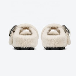 2025 inverno nuove pantofole da donna alla moda foderate di pelliccia in vera pelle foderate di lana calde pantofole - Product Image 3