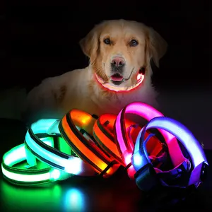 Wholesale Adjustable Waterproof Flashing Light Up Night Anti-Lost Reflective Pet Collar USB Rechargeable LED Dog Collar