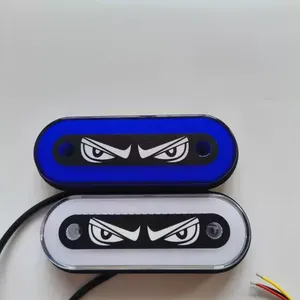 Đèn báo rẽ LED 1x kiểu mắt quỷ với vòng halo xanh nhấp nháy, bán chạy, đèn hậu xe tải <span class=keywords><strong>24V</strong></span> - Product Image 1