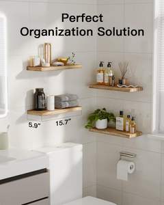 Prateleiras de parede flutuantes de madeira maciça natural, prateleira de parede para cozinha e armazenamento doméstico - Product Image 2