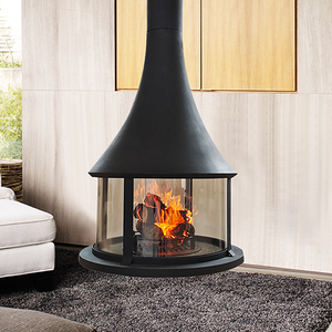 Estufa de <span class=keywords><strong>Leña</strong></span> de Diseño Moderno para Calefacción Interior, <span class=keywords><strong>Chimenea</strong></span> Suspendida con <span class=keywords><strong>Cristal</strong></span> Redondo Grande - Product Image 3