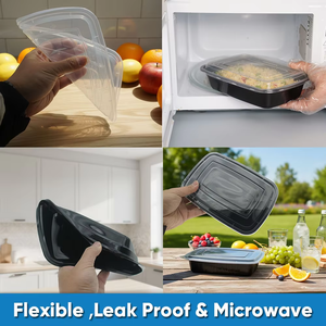 Boîte à lunch jetable en PP de style américain, robuste, avec couvercle, carrée, ronde, multi-compartiments, pour la restauration - Product Image 2