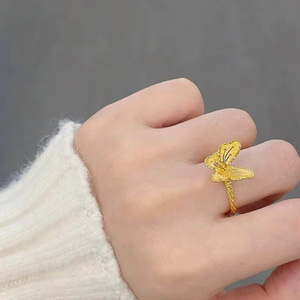 Nouveau rêve papillon sable or anneau Super Flash mode Hip Hop Style nourriture sucrée bague Texture anneau bijoux - Product Image 5