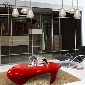 Mesa Auxiliar de Café Moderna de Fibra de Vidrio, Forma Ovalada, Patas Triangulares, Mesa de Té para Muebles de Sala de Estar - Product Image 3