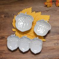Assiette en céramique gaufrée en forme de gland, plat à collation et à bibelots pour la récolte d'automne, décoration de table de Thanksgiving et de la maison