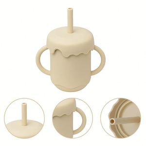 Custom Reusable Anti Spill Silicone Baby Sippy Bpa Free Spill-Proof Straw Toddler <b>Kids</b> Mealtime Drink <b>Cup</b> With Cover - Product Image 3