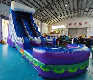 저렴한 상업 보라색 야외 놀이터 대리석 색상 사용자 정의 toboggan castillo inflable 물 슬라이드 풍선 슬라이드