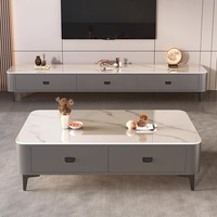 Meuble TV de salon moderne nordique simple en plaque de roche, table basse sur pied, meuble TV pour petits appartements