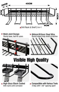 Metal Heavy Duty Electric Drill Storage Rack Garage Power Tool Organizer Rack Power Tools Wall Mount Holder Rack