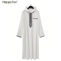 Nouvelle Robe Arabe de Haute Qualité pour Hommes du Moyen-Orient, Douce et Lisse, Noire et Blanche, Robe Musulmane d'Hiver avec Capuche Brodée