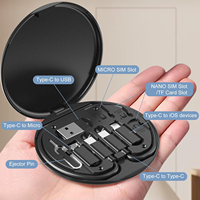 Adaptateur de charge multifonctionnel Taipuxi, boîte de rangement, chargeur 6 en 1, multiport USB Type C, câble de charge rapide 60W, kit de câbles de données pour les voyages
