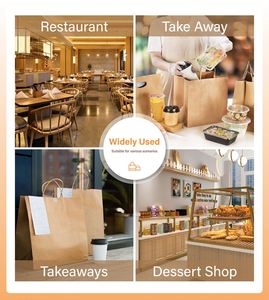 ZJPACK Classic Custom Screen Printing Kraft Paper <b>Bag</b> Biodegradable Food Takeaway Shopping <b>Bag</b> with Twisted Handle for Sushi - Product Image 3