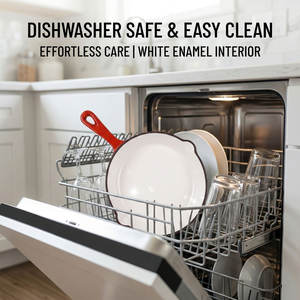 Poêle à frire en fonte rouge E-TOP avec double bec verseur, poêle à <span class=keywords><strong>paella</strong></span>, cocotte antiadhésive émaillée, cocottes-minute en acier inoxydable - Product Image 4