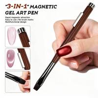 Stylo gel magnétique professionnel 3 en 1 à manche en bois, ultra fin, sans traces de pinceaux, pour vernis gel effet œil de chat, outil de manucure pour salon de nail art