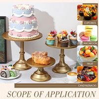 Ensemble de supports à gâteaux en métal doré, présentoir rond pour table de desserts, pour mariage, anniversaire, fête, cupcakes, pâtisseries, bonbons, plateau à gâteaux en métal