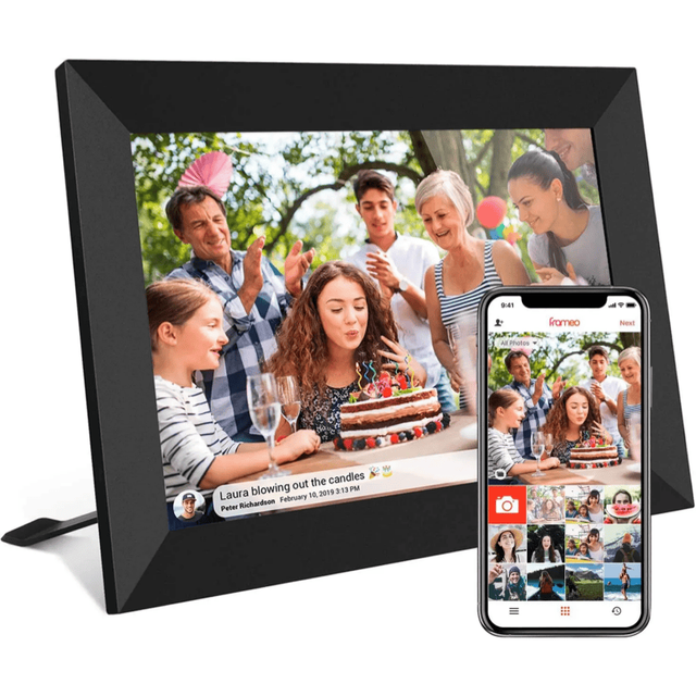 16GB FRAMEO 10.1 Inch Smart WiFi Digital Photo Frame 1280x800 IPS LCD Touch Screen,Best Christmas Gift for Friends and Family