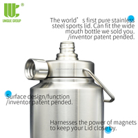 Bouteille d'eau isolée en acier inoxydable de 32 oz Unique Group New Shape Design avec logo Thermos à couvercle à poignée large et légère