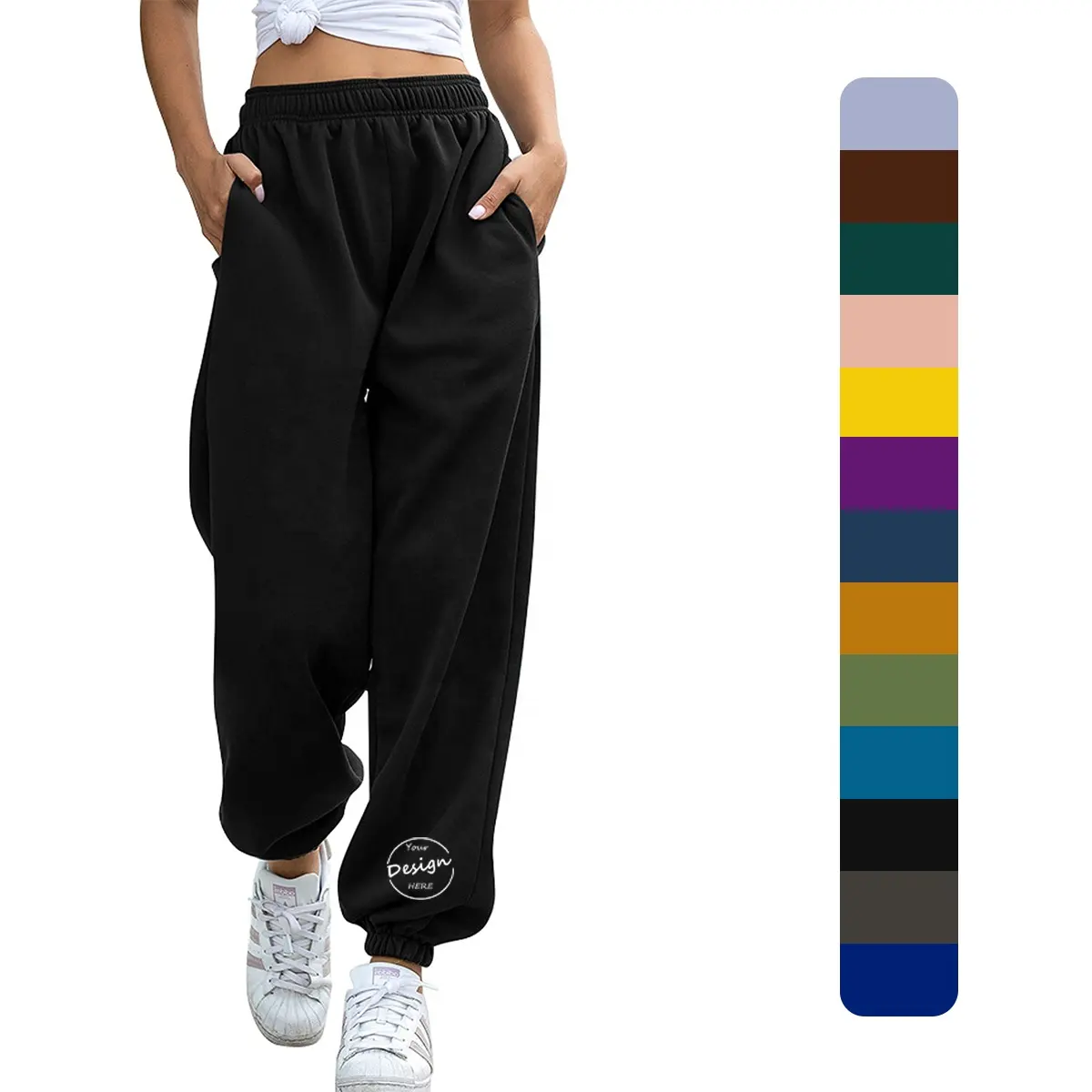 OEM Guter Preis Frauen Übergroße Workout Jogging hose Großhandel Hochwertige Baumwolle High Gsm Jogging hose Benutzer definierte Stickerei Logo