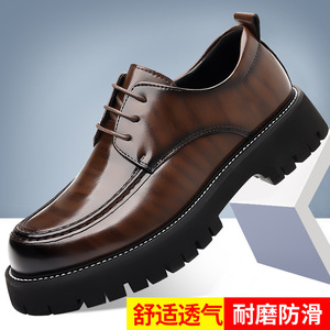 รองเท้าหนังผู้ชายแบบ Derby พื้นหนา ส้นเตี้ย กันลื่น พื้นยาง เหมาะสำหรับงานแต่งงาน ทำงาน ใส่ลำลอง หรือใส่เป็นทางการ - Product Image 5