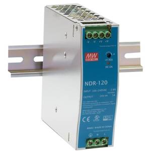 Fuente de Alimentación Industrial Mean Well NDR-120-48 48V 2.5A para Riel DIN de Salida Única - Product Image 1