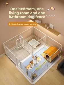 <span class=keywords><strong>Indoor</strong></span> Geïntegreerde Hondenkooi Met Barrière <span class=keywords><strong>Pet</strong></span> Hek Hondenhok Toilet Voor Middelgrote Corgis Metalen Constructie Knoopsluiting - Product Image 2