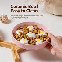 Ventes en gros de bols pour animaux de compagnie en céramique de porcelaine peints à la main, antidérapants, faciles à nettoyer, pour nourriture et eau pour chats et chiens