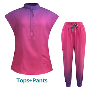 Ensemble de blouses d'infirmière élastiques de couleur dégradée pour femmes pantalons de jogging avec uniformes pour médecins vêtements d'hôpitaux - Product Image 5
