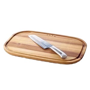 Planche à découper rectangulaire en bois massif, bois d'acacia, planche à découper pour légumes, design antidérapant - Product Image 5