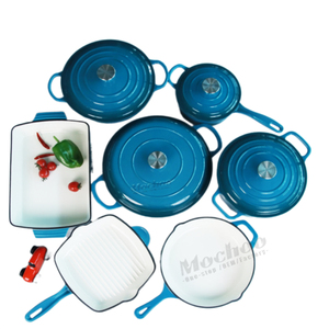 Tráng Men Gang Đồ Nấu Nướng Thiết Lập Không Dính Men Tráng Đúc Sắt Chảo Chảo Và Hà Lan Lò Nướng Và Lò Nướng Và Lò Nướng An Toàn Quân Đội Màu Xanh Lá Cây - Product Image 2