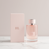 Flacon de parfum rectangulaire en verre rechargeable 30ml 50ml 100ml avec pompe pulvérisatrice en aluminium et bouchon couronne, personnalisable par sérigraphie