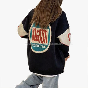 Chaqueta de Béisbol de Punto Informal para Otoño e Invierno, Nueva, Holgada, Informal, con Bordado de Letras Personalizado, Suéter Cárdigan para Mujer - Product Image 4