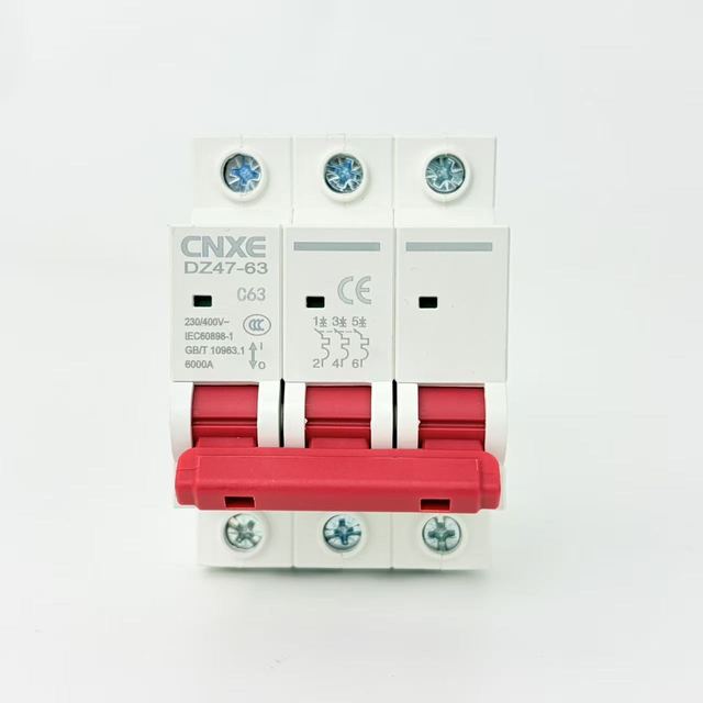 3P Miniature Circuit Breaker (MCB) 4kA Breaking Capacity Curve C DIN Rail Mount DZ47-63 CNXE Industrial Household Use Motor