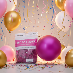 Ballons en latex Party Love 30 cm fuchsia métallisé 50 pièces pour fêtes et décorations d'anniversaire - Product Image 2