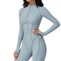 Combinaison à col montant zippée pour femmes, sans couture, haute intensité, pour le yoga, le fitness, le sport et l'entraînement